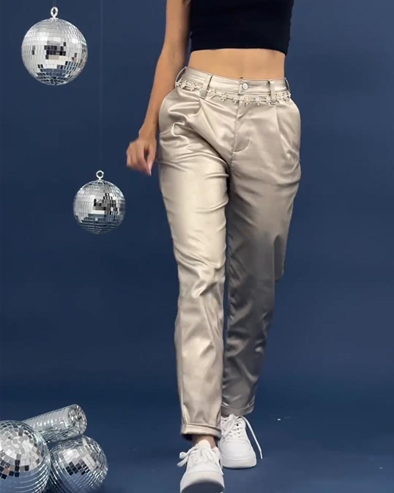 Pantalones de cuero de moda casual cónicos