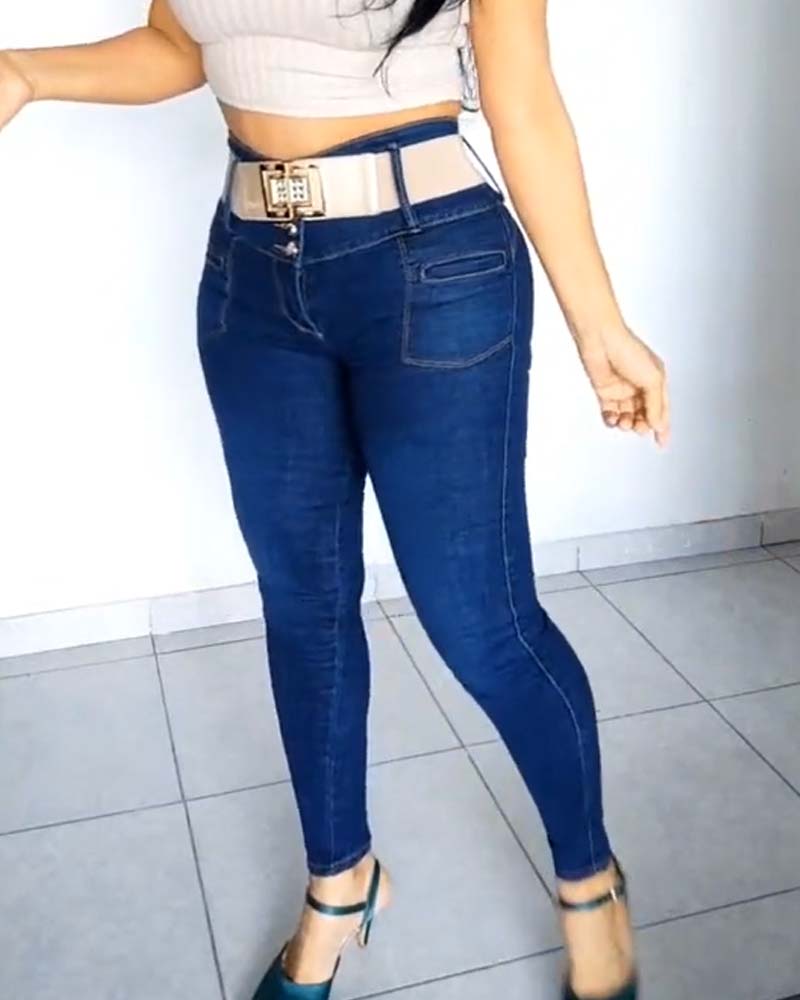 Vaqueros ajustados de cintura alta