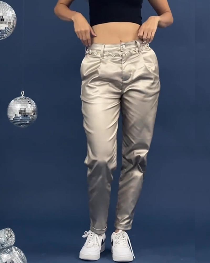 Pantalones de cuero de moda casual cónicos