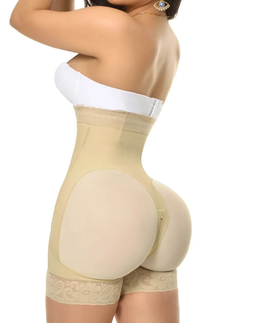 Womens High Waisted Butt Lifter Body Shaper Zipper Butt Pads