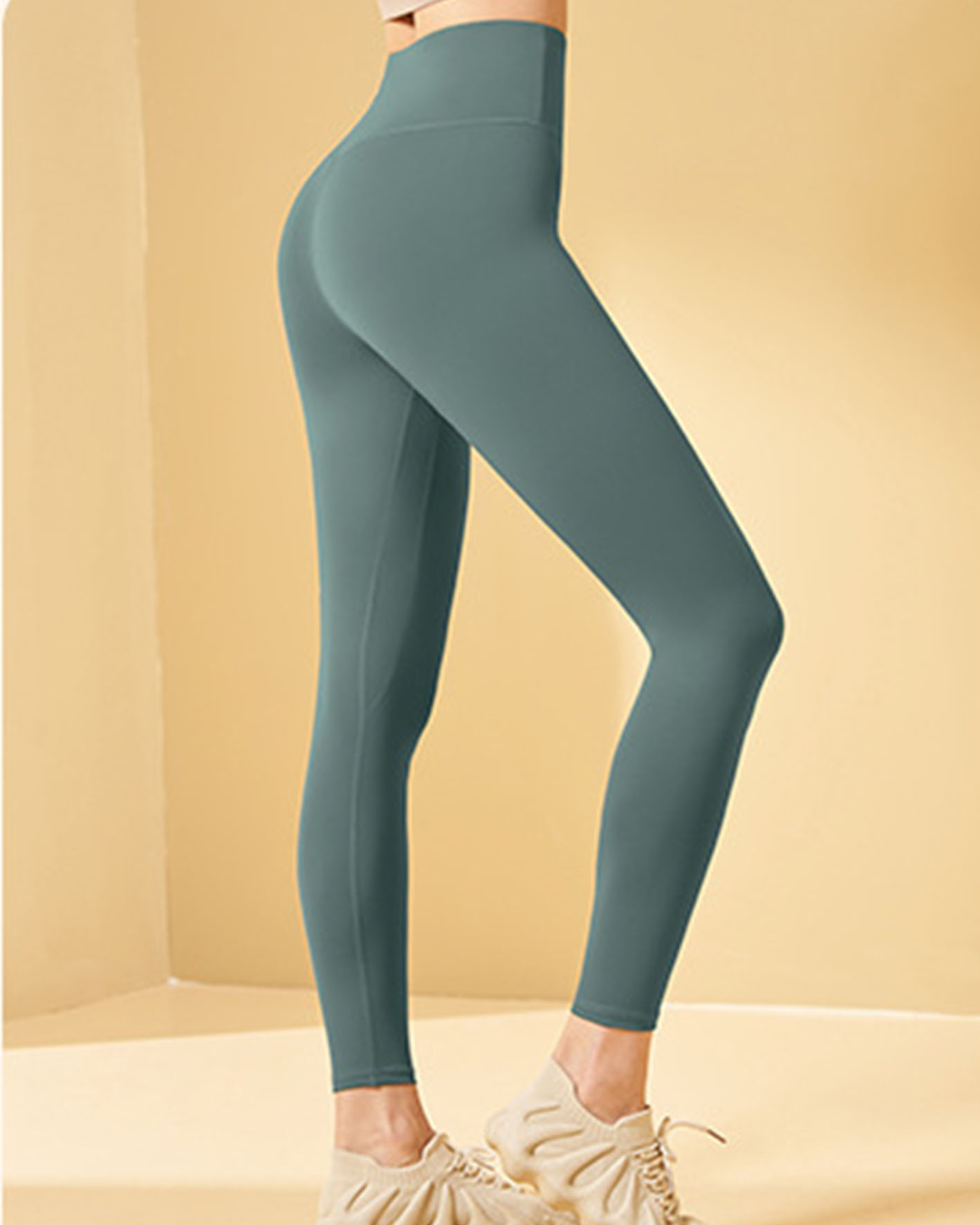 Pantalones de yoga para correr de secado rápido con tope de melocotón de alta primavera