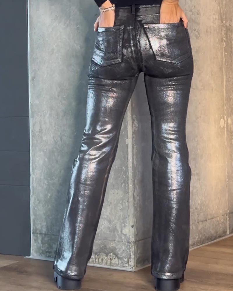Vaqueros negros plateados metalizados