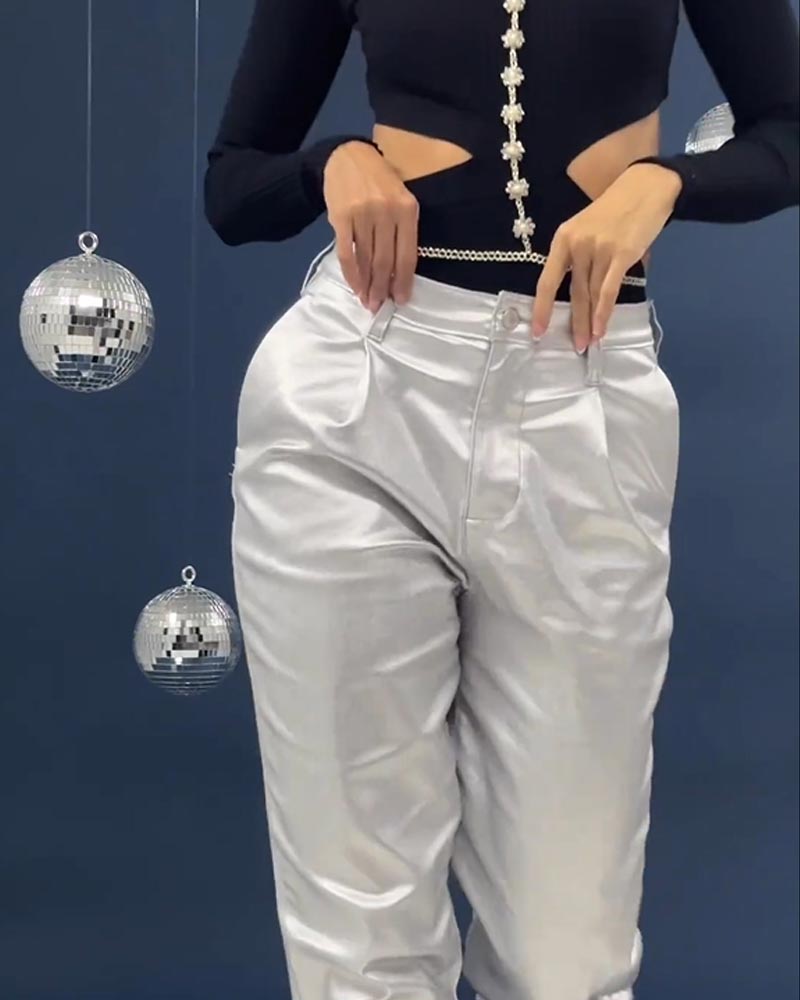 Pantalones de cuero de moda casual cónicos