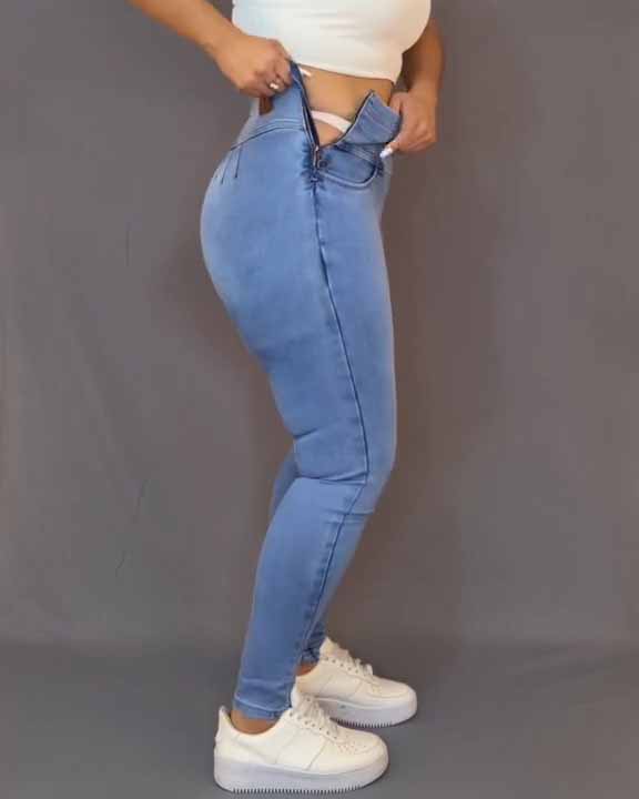 Vaqueros pitillo con cremallera lateral