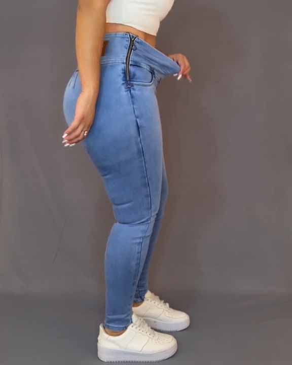 Vaqueros pitillo con cremallera lateral