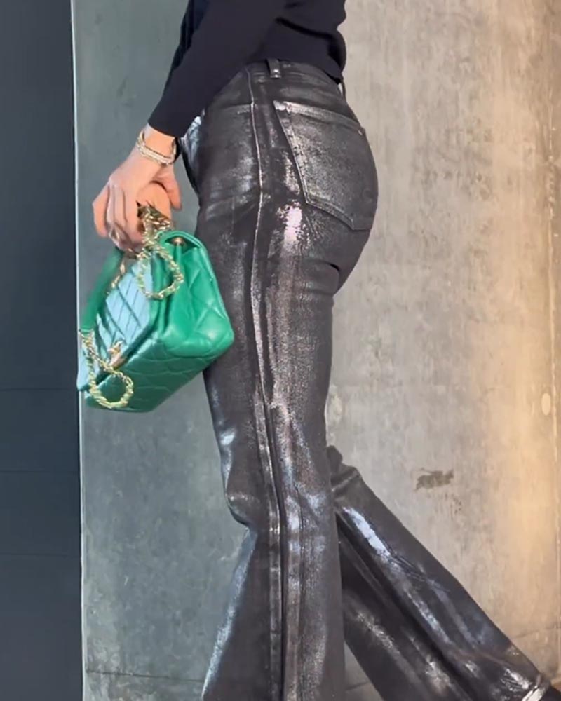 Vaqueros negros plateados metalizados