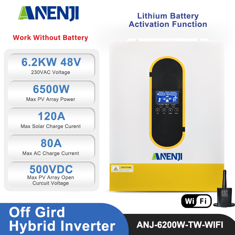 ANENJI 6.2KW 48V Hybrid Solar Inverter 120A MPPT Dual Outputs With WIFI Shipped from China
