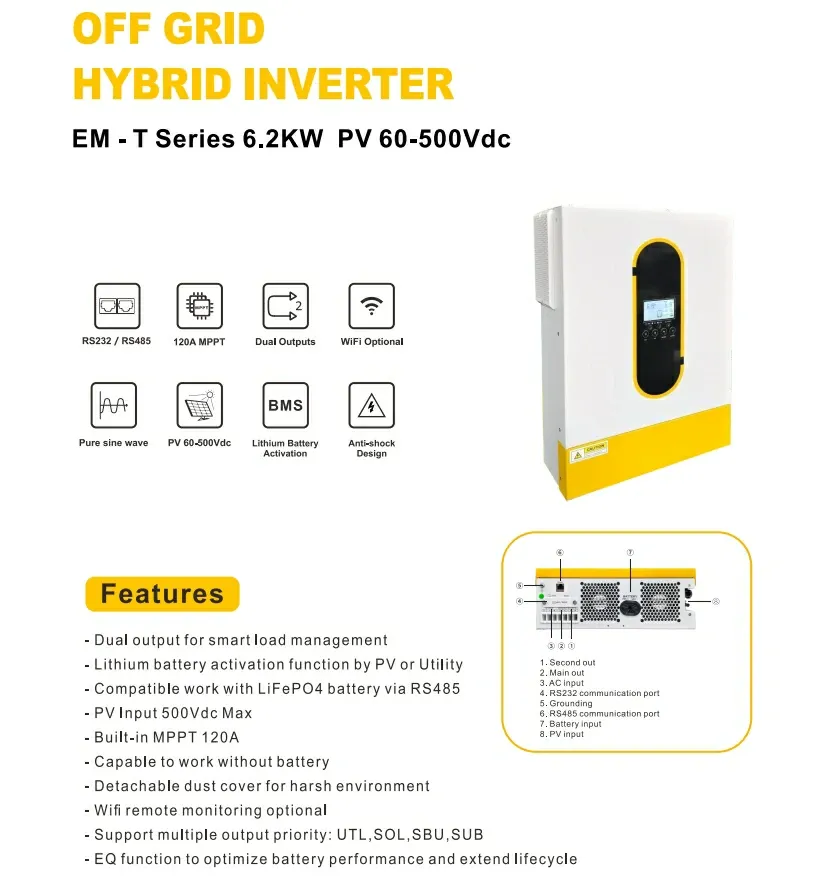 ANENJI 6.2KW 48V Hybrid Solar Inverter 120A MPPT Dual Outputs With WIFI