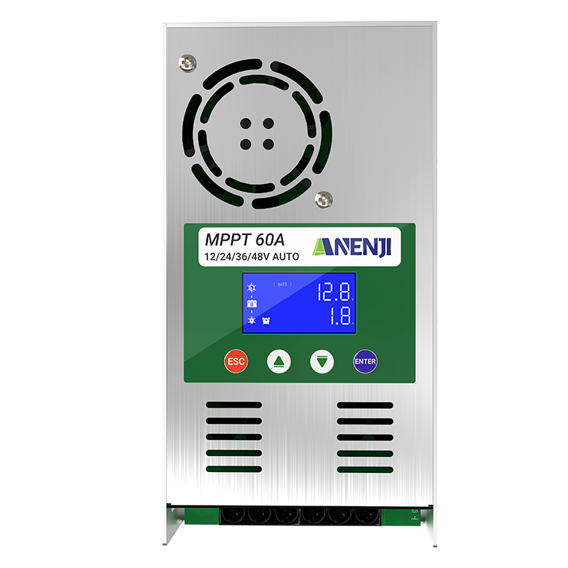 ANENJI, MPPT charge controller 60A, supports 12V 24V 24V 36V 48V, auto voltage detection, battery overcharge protection, plug-in, 180 Voc input, LCD display-ANENJI