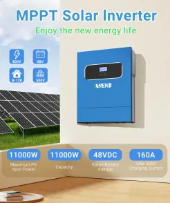 Anenji 11KW 48V Hybrid Solar Inverter Pure Sine Wave Off-Grid+On-Grid 2 ...