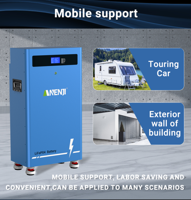 Anenji  51.2V 300AH LiFePO4 Battery 16 kWh Built-in BMS Built-in Bluetooth