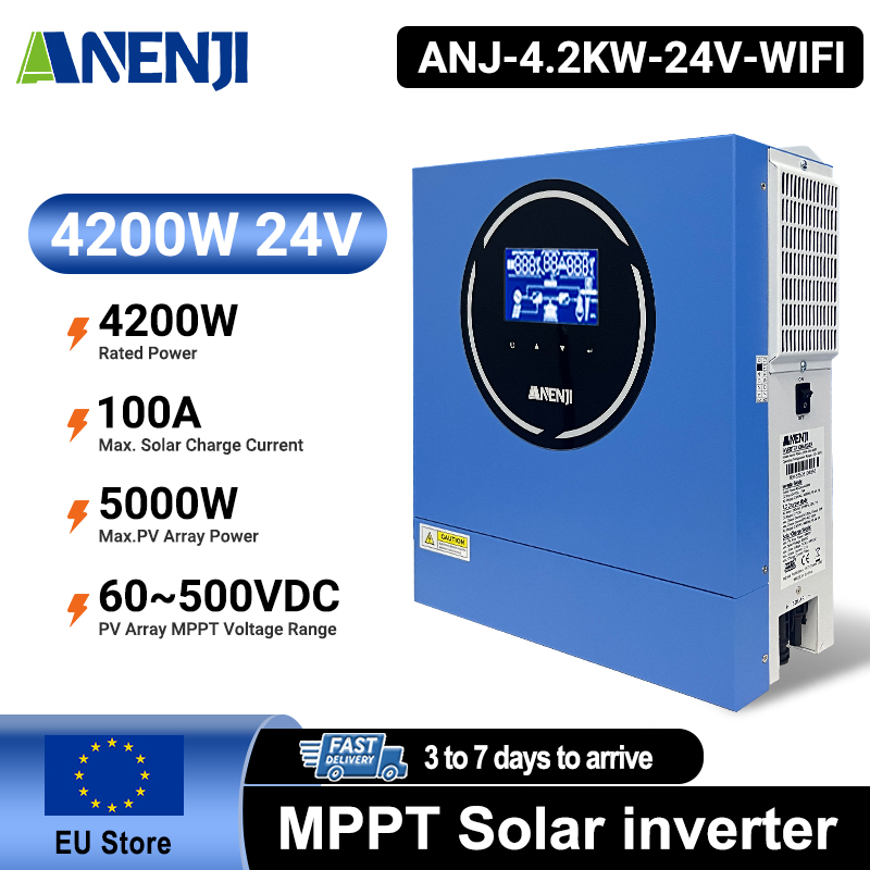 4.2KW 24V Hybrid Solar Inverter On grid Off grid Inverter with WIFI 100A MPPT Dual Outputs