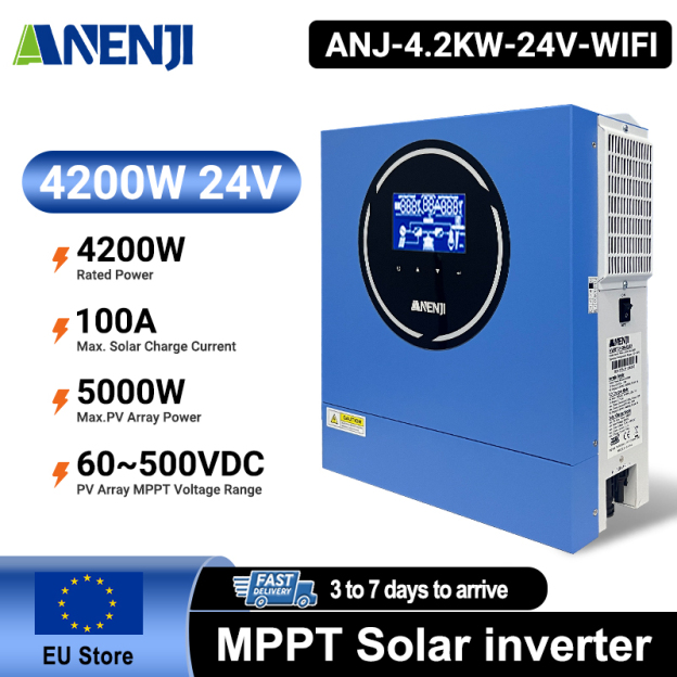 4.2KW 24V Hybrid Solar Inverter On grid Off grid Inverter with WIFI 100A MPPT Dual Outputs