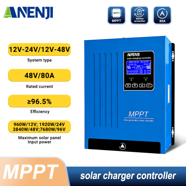 Anenji 80A MPPT Solar Charge Controlller 12V 24V 48V Auto Battery