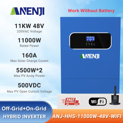 11KW 48V Hybrid Solar Inverter Pure Sine Wave Off-Grid+On-Grid 2*MPPT with WIFI