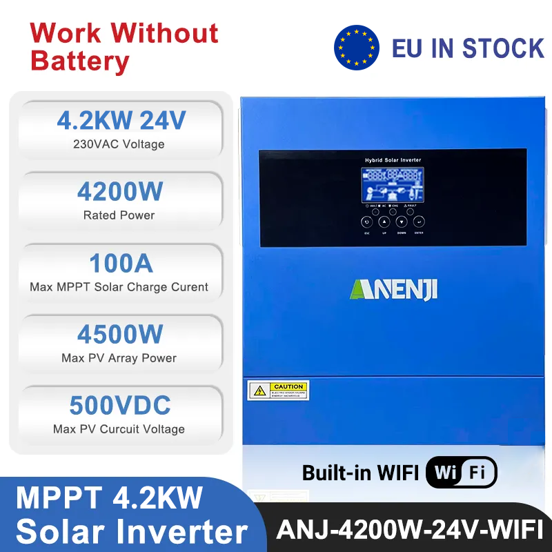 Anenji 4.2KW 24V Hybrid Solar Inverter On grid Off grid Inverter with WIFI -ANENJI