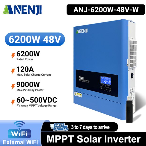 Anenji 6.2KW 48V Hybrid Solar Inverter On grid Off grid Inverter with WIFI