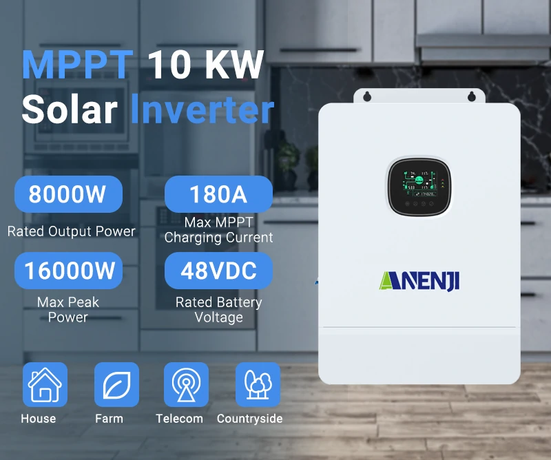 [Shipped from China] 8kw/10kW 48V Hybrid Split-phase Solar Inverter 110/240Vac off-grid Parallel Capacity-ANENJI