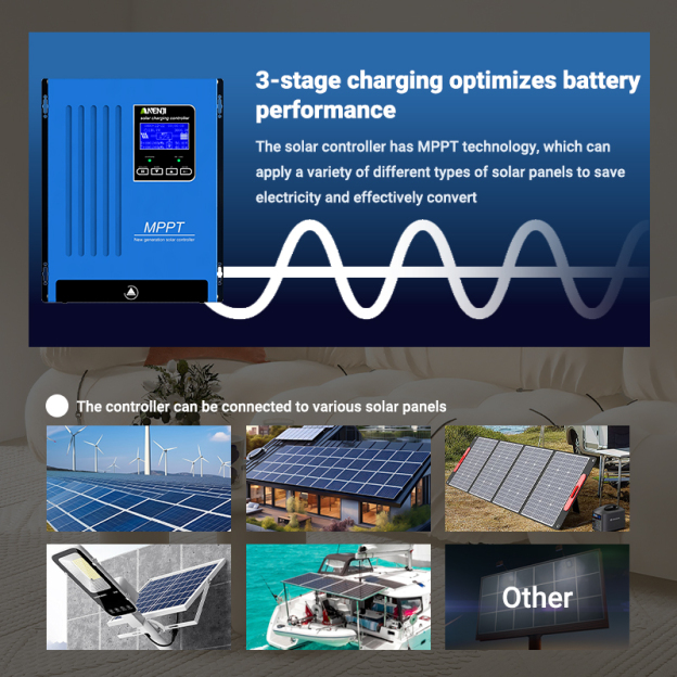 Anenji 100A MPPT Solar Charge Controlller 12V 24V 48V Auto Battery-ANENJI