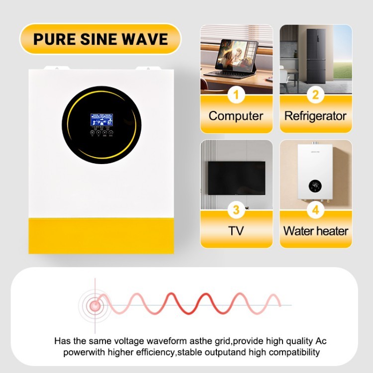 Anenji 11KW 48V Hybrid Solar Inverter Pure Sine Wave Off-Grid+On-Grid 2*MPPT External WiFi-ANENJI