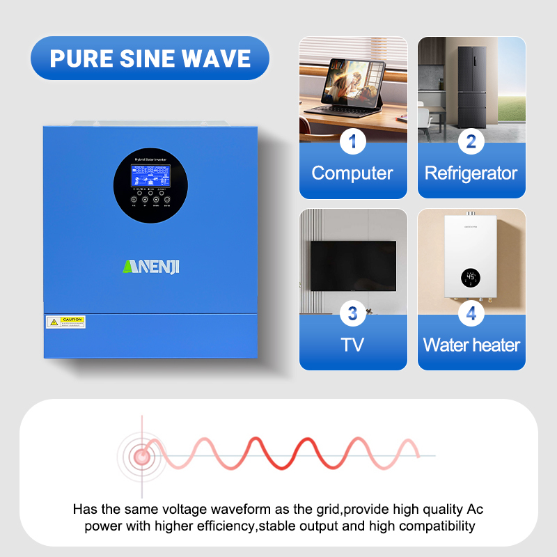 Anenji 2KW 12V hybrid Solar Inverter MPPT Pure sine wave Off grid inverter with WIFI