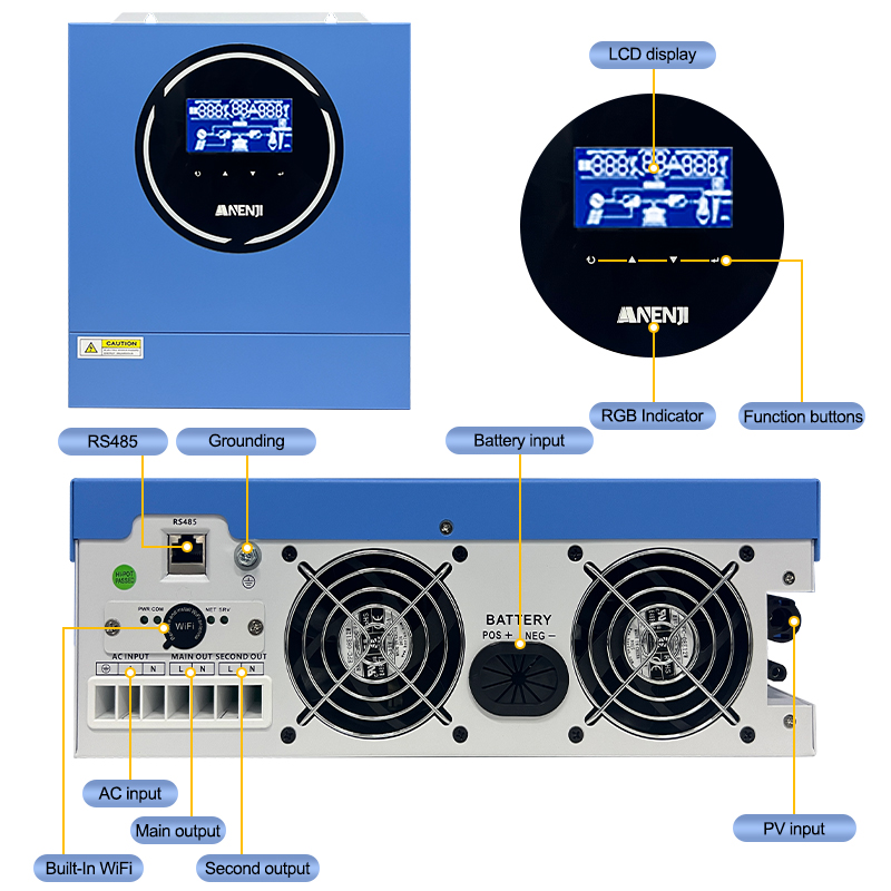4.2KW 24V Hybrid Solar Inverter On grid Off grid Inverter with WIFI 100A MPPT Dual Outputs