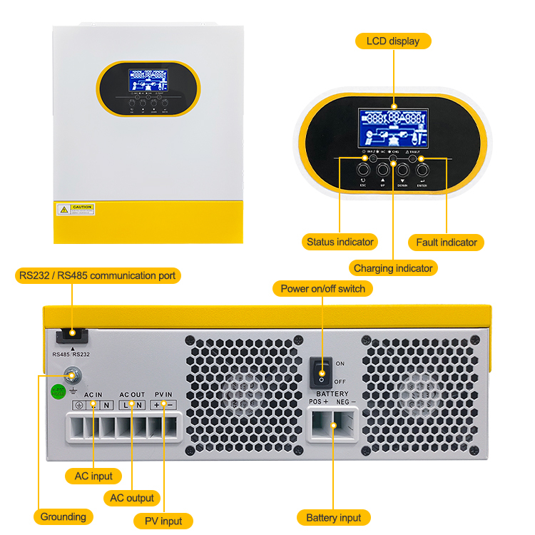 Anenji 3.5KW 48V Hybrid Solar Inverter On grid Off grid Inverter with External WiFi-ANENJI
