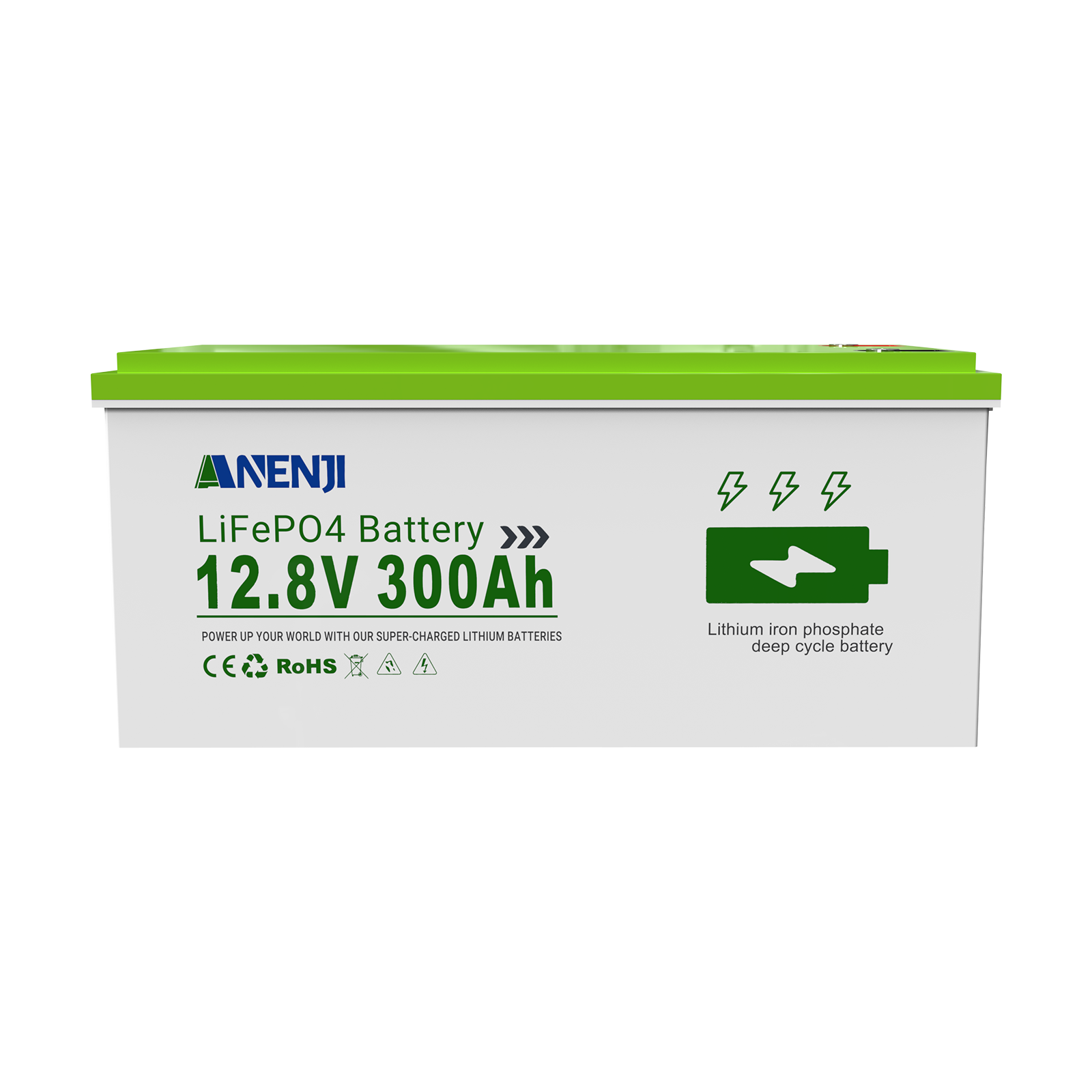 Anenji 12.8V 300Ah 3.84Kwh 6000+ Cycles Bluetooth 12V 300Ah Home Solar RV Golf Cart Lithium Battery