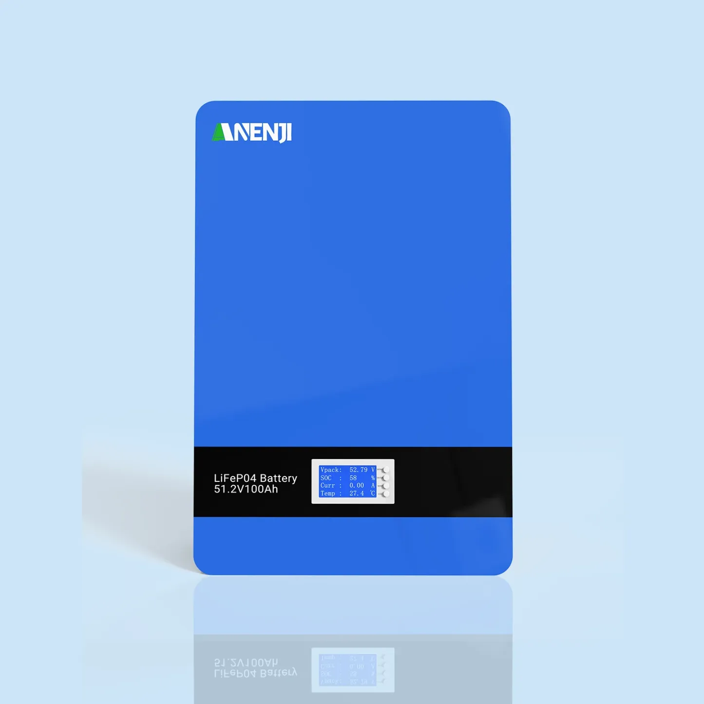 ANENJI 51.2V 100Ah Powerwall LiFePO4 Wall-Mounted Battery Pack 48V 5Kwh for Solar Off/On Grid Built-in BMS 6000+ Cycles -ANENJI