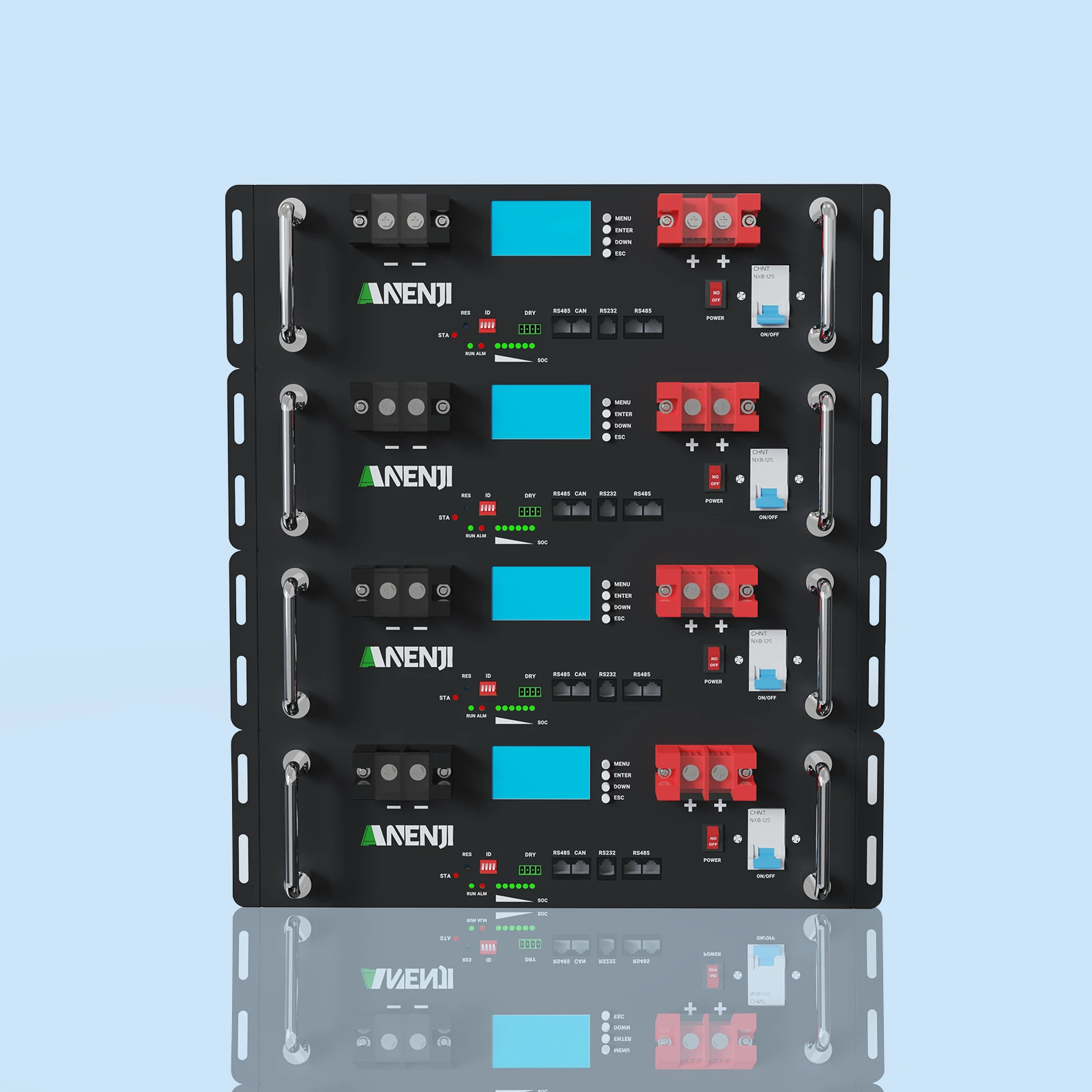 ANENJI 51.2V 100Ah Rack-mounted LiFePO4 Battery 6000+ Cycle Built in BMS 5KWH Support Parallel for Solar System