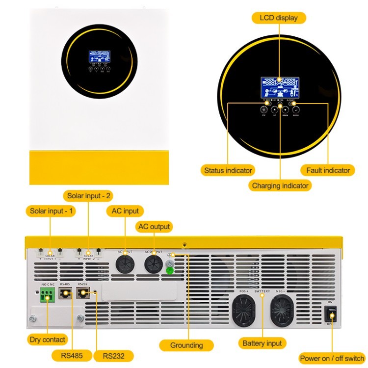 Anenji 11KW 48V Hybrid Solar Inverter Pure Sine Wave Off-Grid+On-Grid 2*MPPT External WiFi-ANENJI