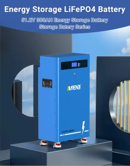 51.2V 300AH LiFePO4 Battery 15.36kWh Home Solar Battery Energy Storage System Built-in BMS 6000+ Deep Cycle