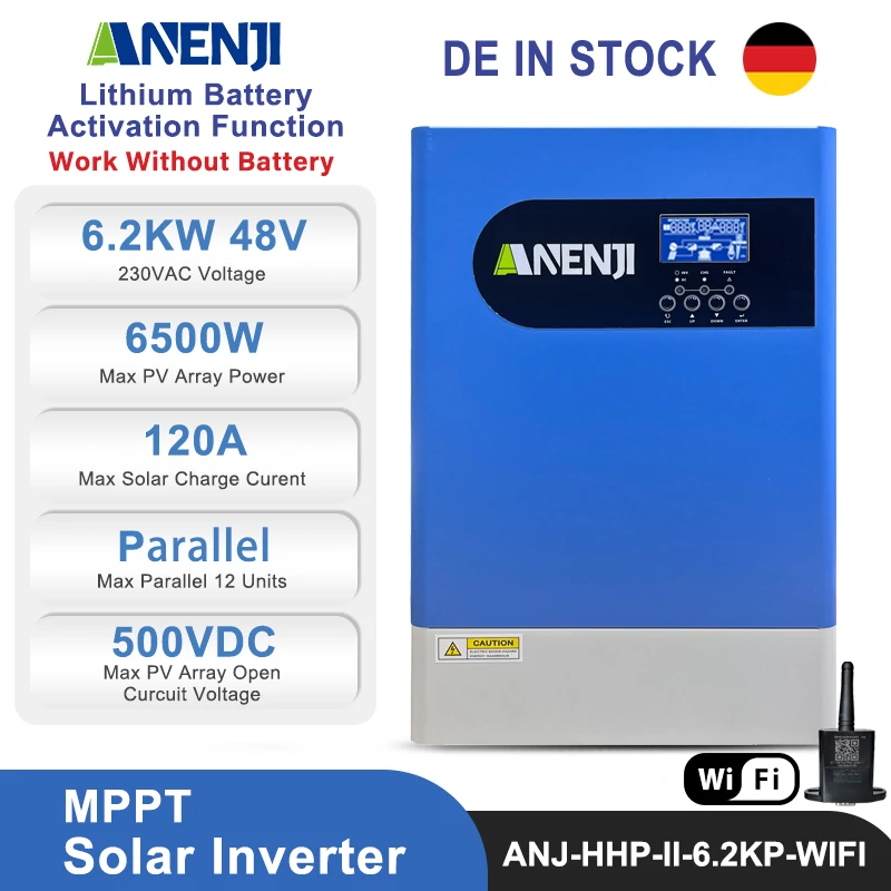 6.2KW48VMPPTHybridSolarInverterOff-GridParallelFunctionfor12unitMaxwithWIFI