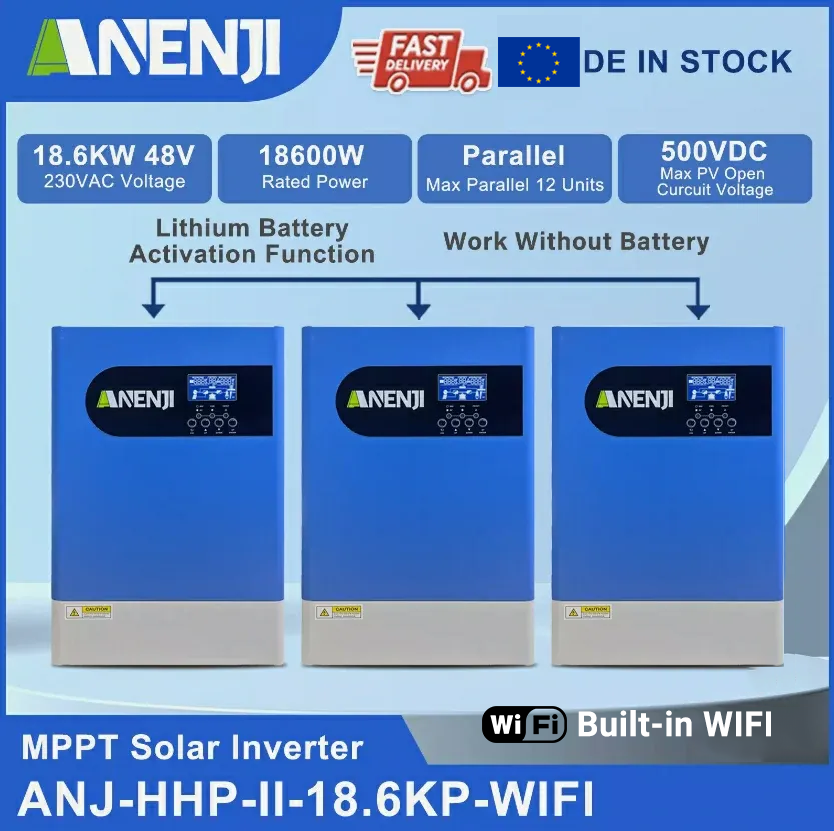 18.6kW 48V MPPT Hybrid Solar Inverter Off-Grid 3-phase Inverter with WIFI Parallel Function for 12unit Max