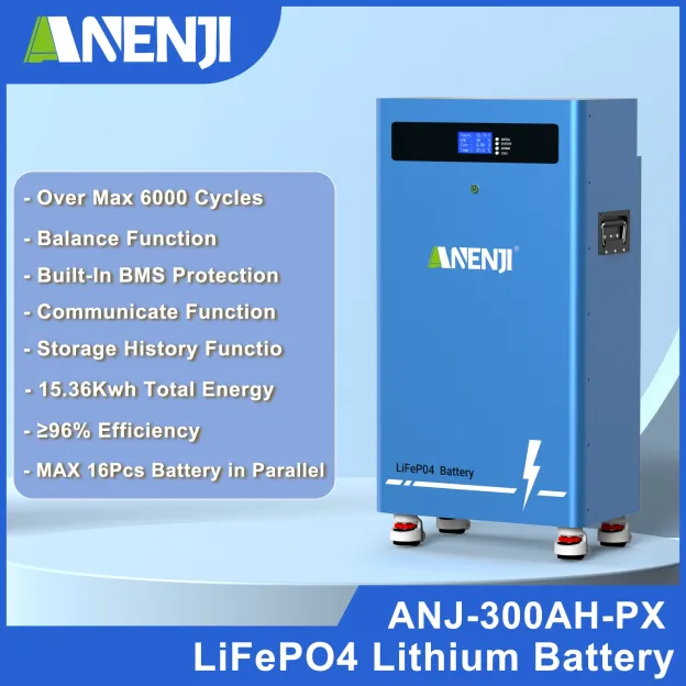 51.2V 300AH LiFePO4 Battery 15.36kWh Home Solar Battery Energy Storage System Built-in BMS 6000+ Deep Cycle-ANENJI