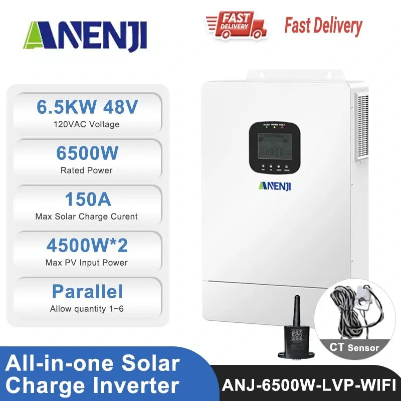 6.5KW 48V All in One Solar Charge Inverter with WiFi CT Optional Parallel Function-ANENJI