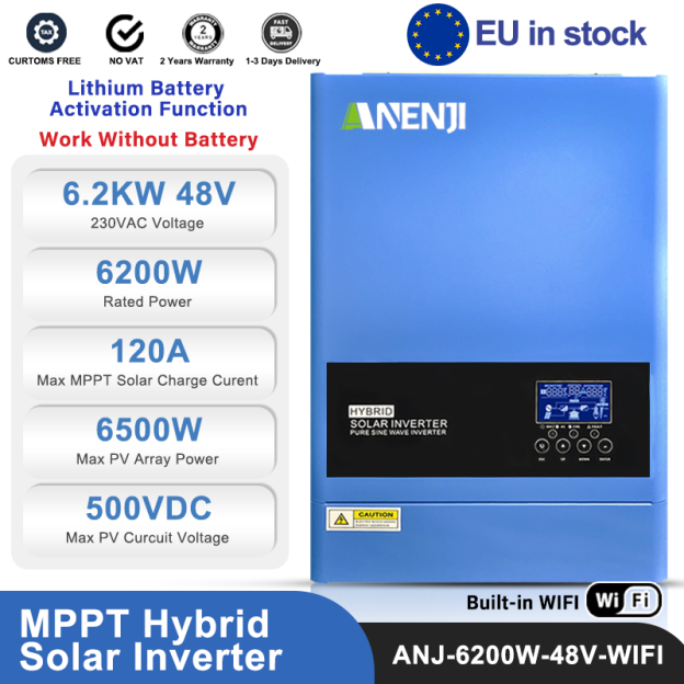 Anenji 6.2KW 48V Hybrid Solar Inverter On grid Off grid Inverter with WIFI
