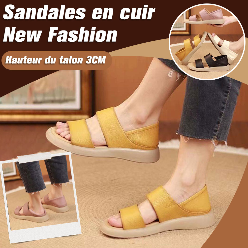 Menermode Nouvelles sandales en cuir à semelle épaisse pour femmes