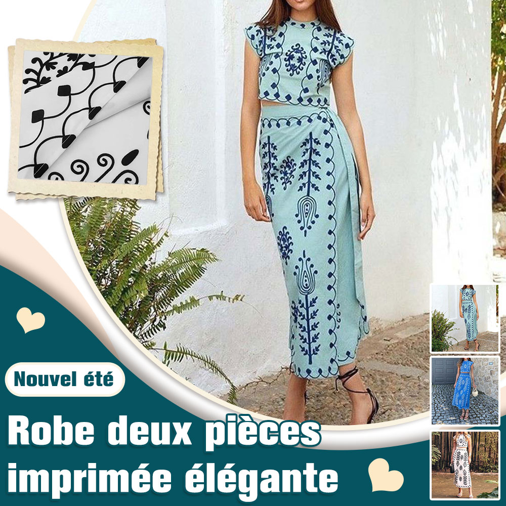 Menermode Robe deux pièces imprimée à la mode d'été pour femmes