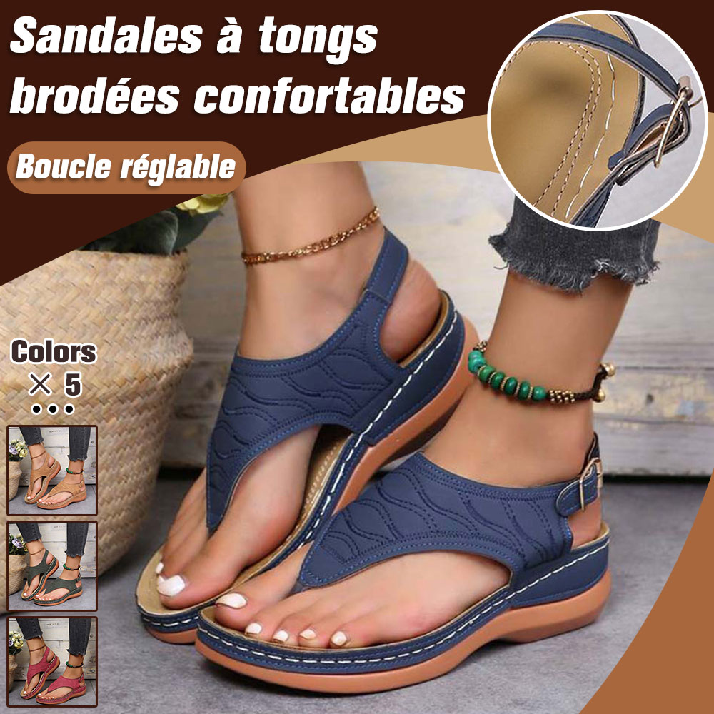 Menermode Nouvelles sandales tongs en cuir souple pour femmes