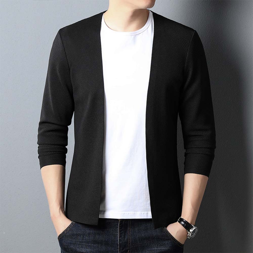 Lunebrille  Cardigan gaufré à bande sans couture pour homme