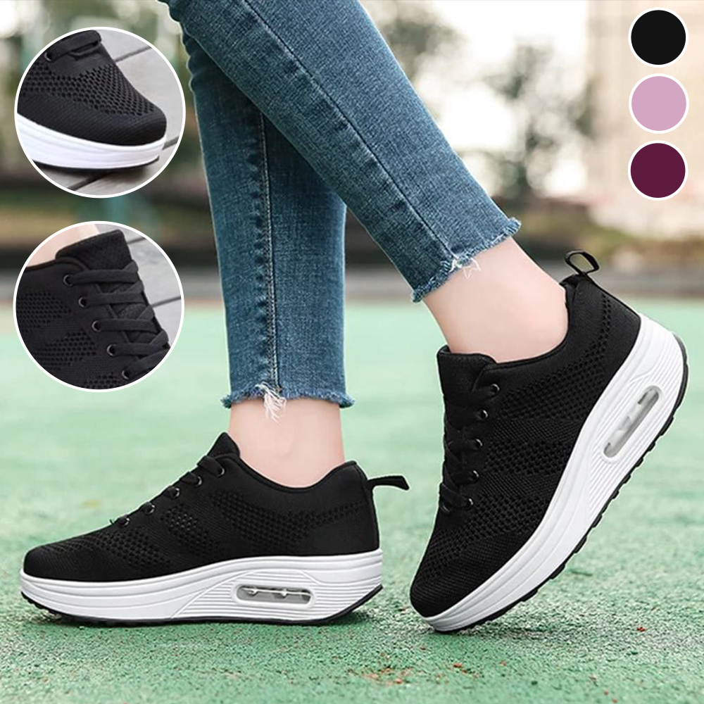 Menermode Women's fly-knit breathable lace-up sneakers