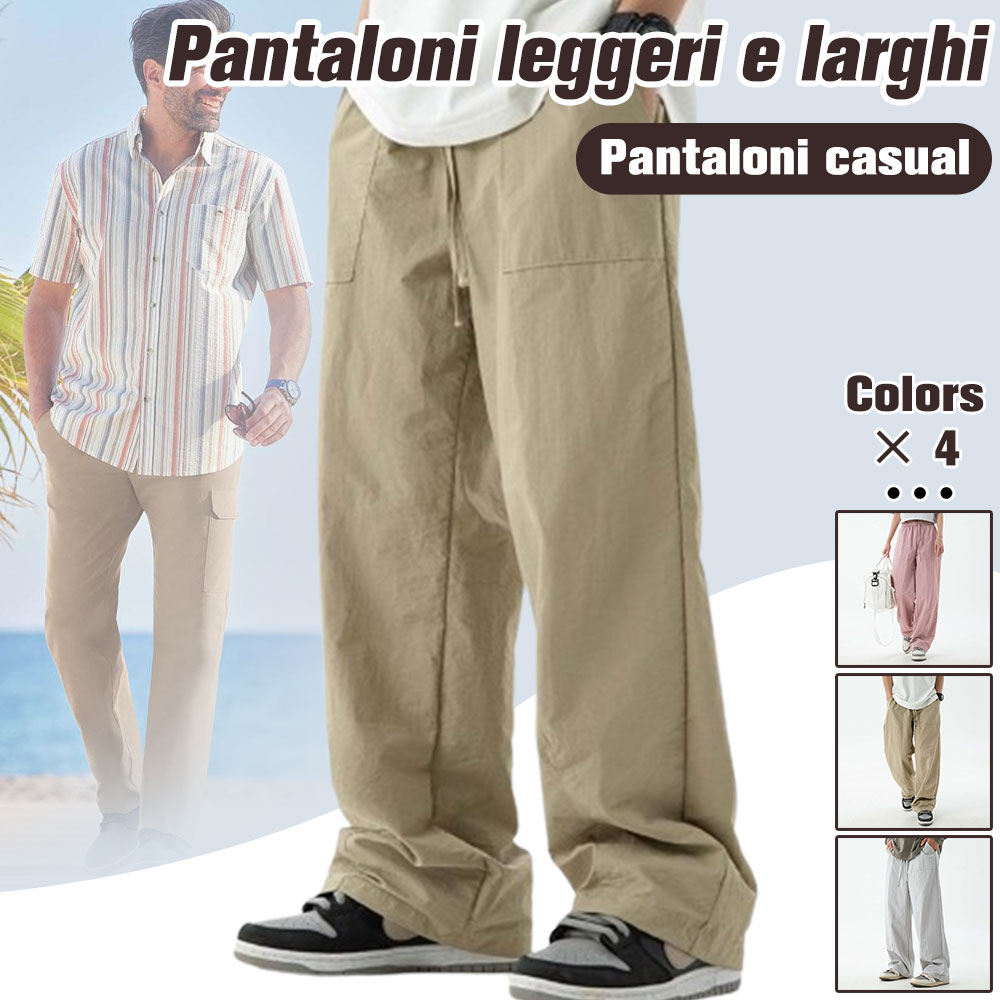 Menermode Pantalon large léger et décontracté pour hommes et femmes