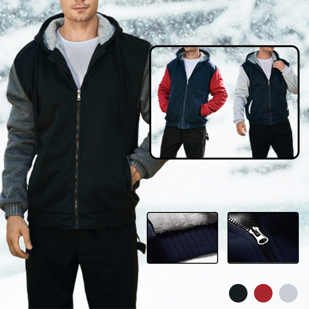 Lunebrille Veste sweat-shirt d'hiver à capuche en polaire pour hommes