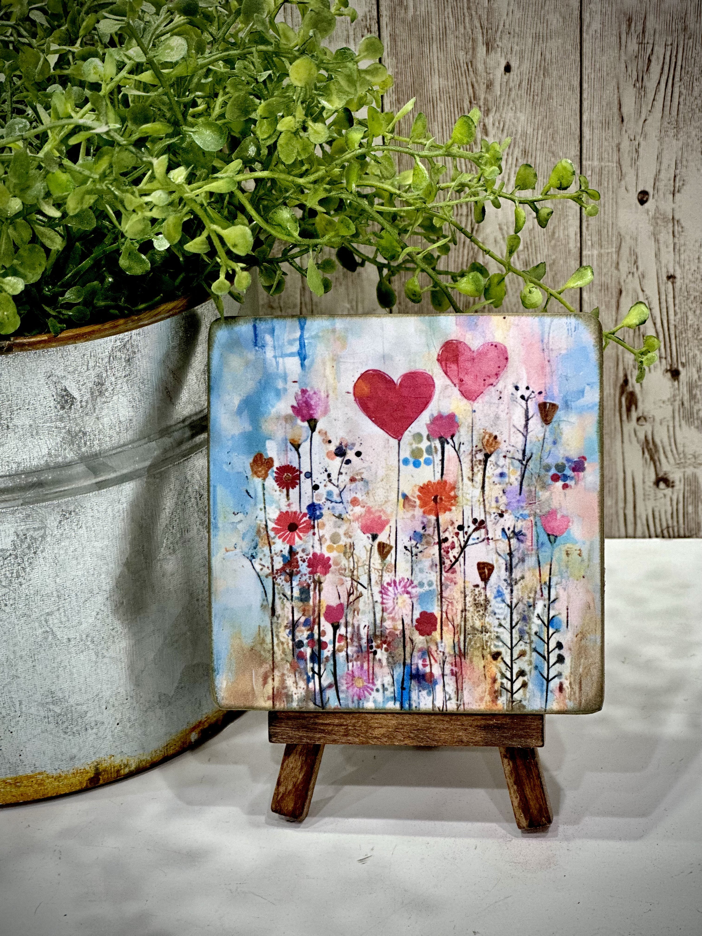Heart scenes on easels