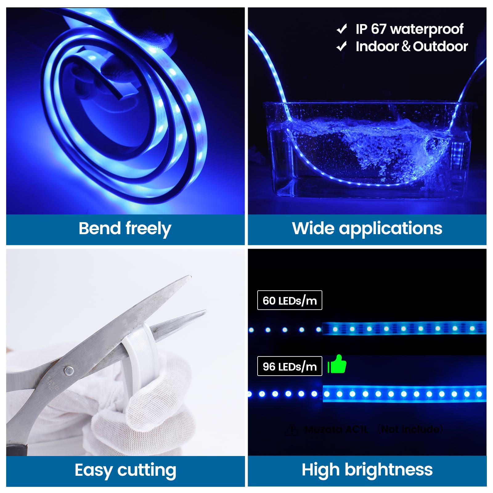 Ledstrips8 Silicone LED Channel System, LED Aluminum Profile New Substitutes, Soft Bending LED Profile, 5M 13x5mm, Waterproof IP67, Suit for 10mm Flex