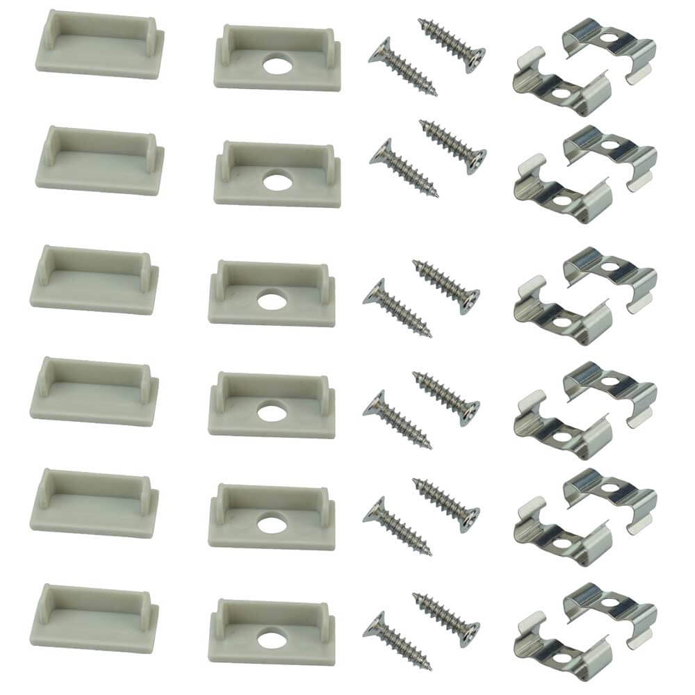 Muzata 6 Pack LED Channel Mounting Clips and End Caps 