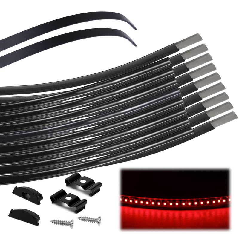 Muzata 3.3FT/1M Flexible Black LED Channel with Smoky Black LED Diffuser Cover Bendable Aluminum Profile U106 BB