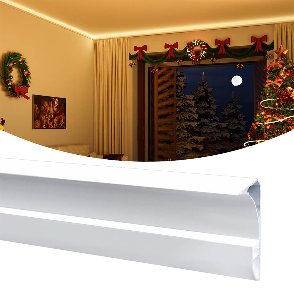 Muzata 5Pack 3.3FT/1M Aluminum LED Channel Crown Moulding Trim with Milky White Spotless LED Diffuser U131 WW