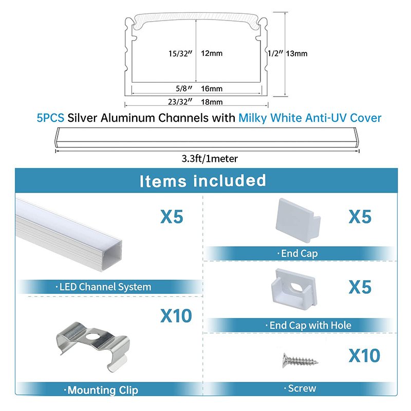 Aluminum U Channel for LED Lighting - Muzata LED – Muzata LED Channel